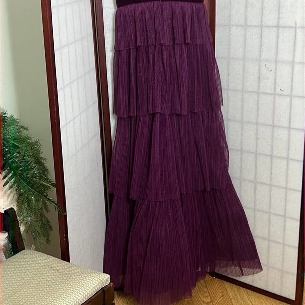 NWT BCBGMAXARAZIA TIERED RUFFLE TULLE MAXI DRESS‎ SIZE S - Picture 4 of 13